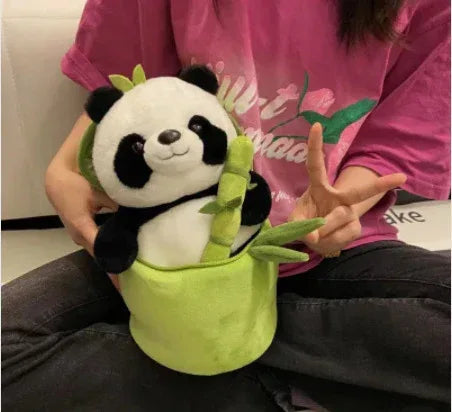 Simulated Bamboo Tube Flower Panda Pillow - Viexta