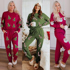 Women's Christmas Sequins Long Sleeve Pants Two-piece Set