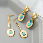 Titanium Steel Dripping Oil Turquoise Earrings