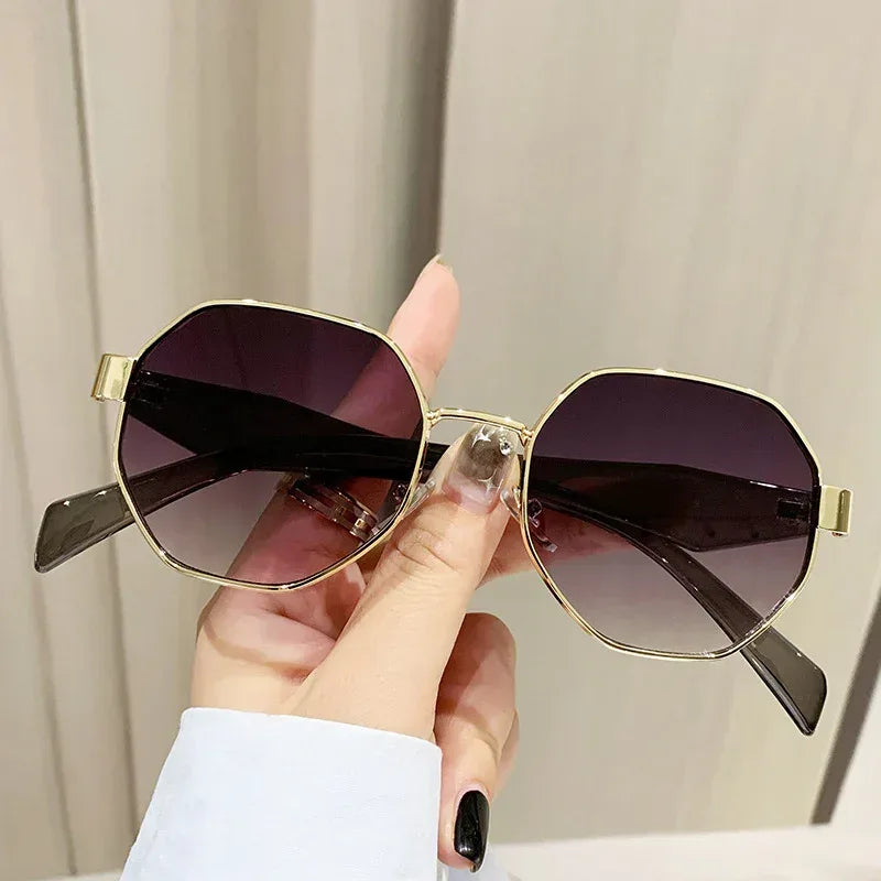 Square Polygon Metal Sunglasses - Viexta