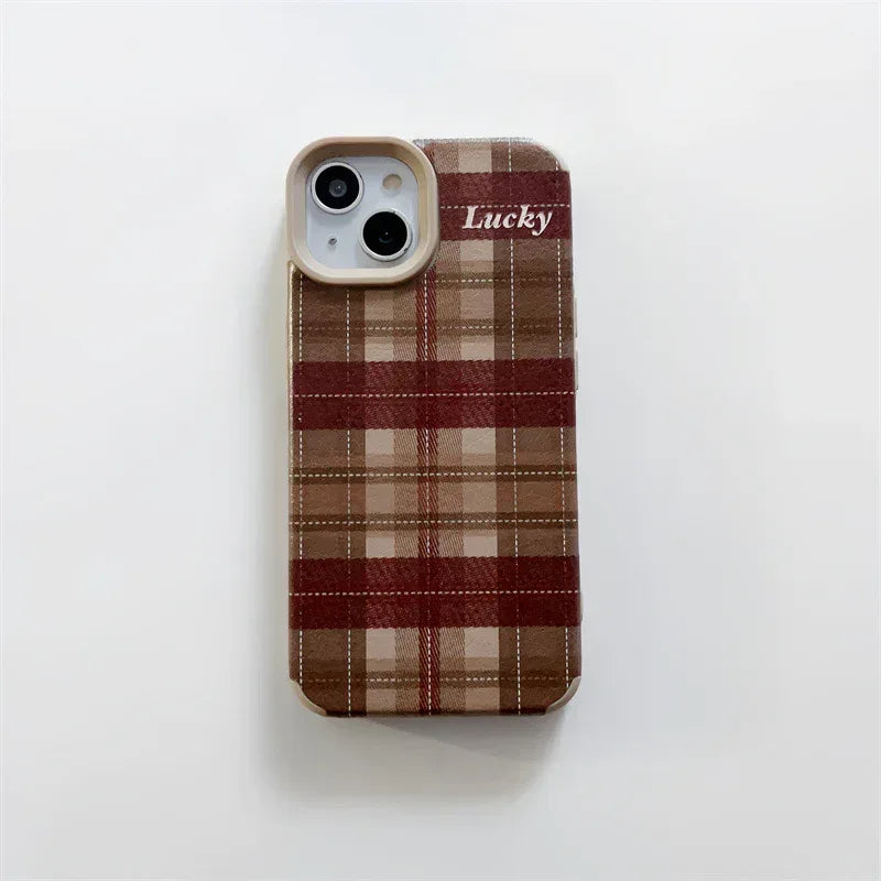 Plaid Letters Luck Phone Case - Viexta