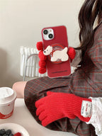 New Year Red Bow Tie Puppy Drop-resistant iPhone Case - Viexta