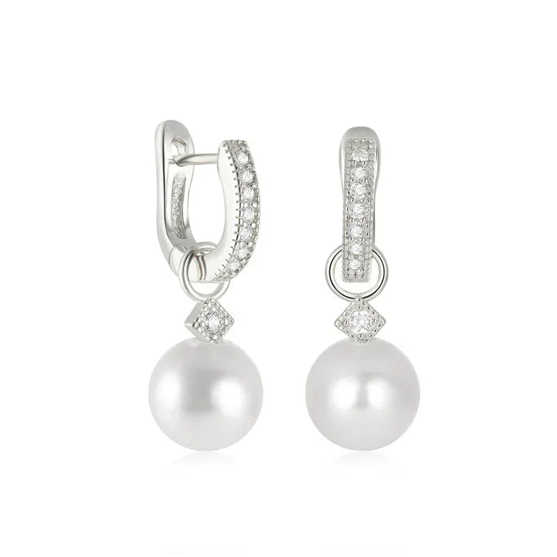 Elegant S925 Sterling Silver U-shaped Pearl Earrings - Viexta