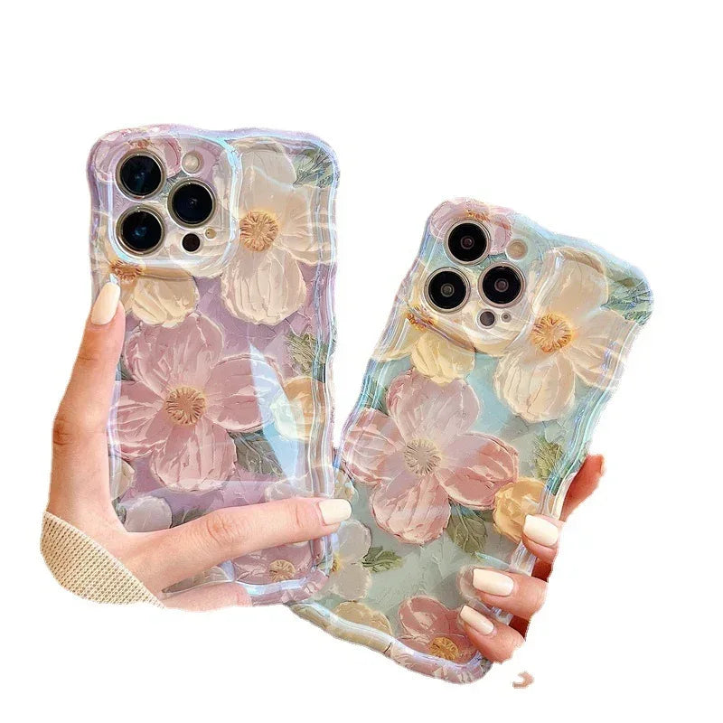 twisted-edge-oil-painting-flower-iphone-case - Viexta