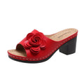 Wedge Flower Solid Color Sandals - Viexta