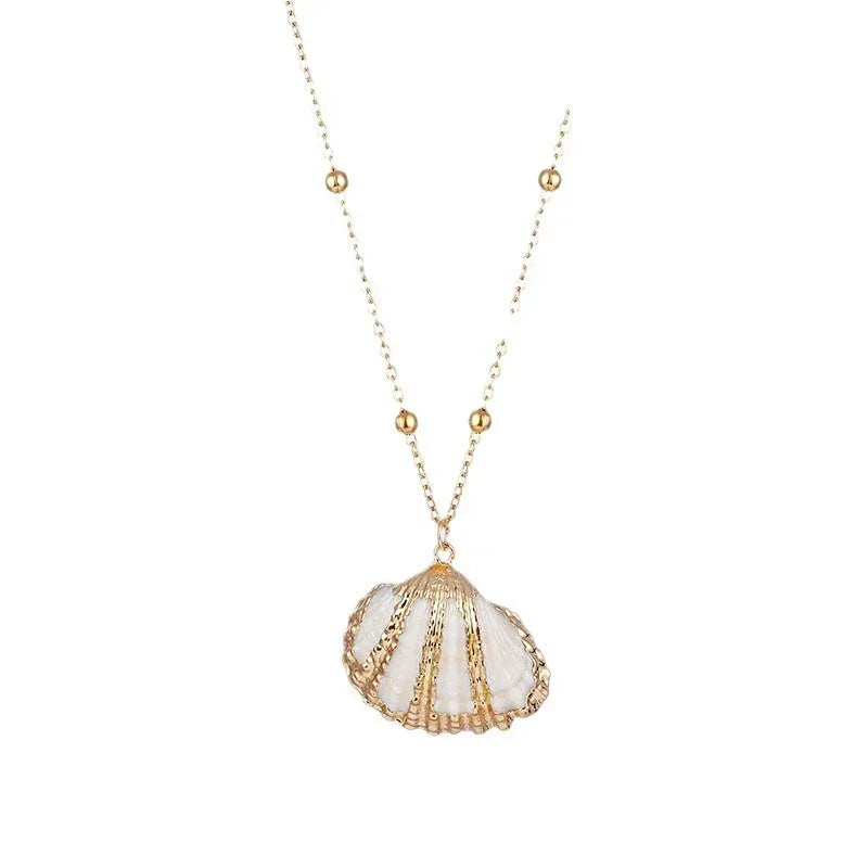 Women's Beach Shell Gold-plated Edge Pendant Necklace - Viexta