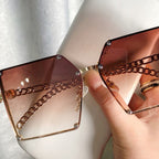 Frameless Big Square Sunglasses