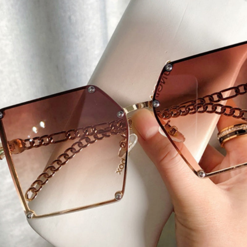 Frameless Big Square Sunglasses