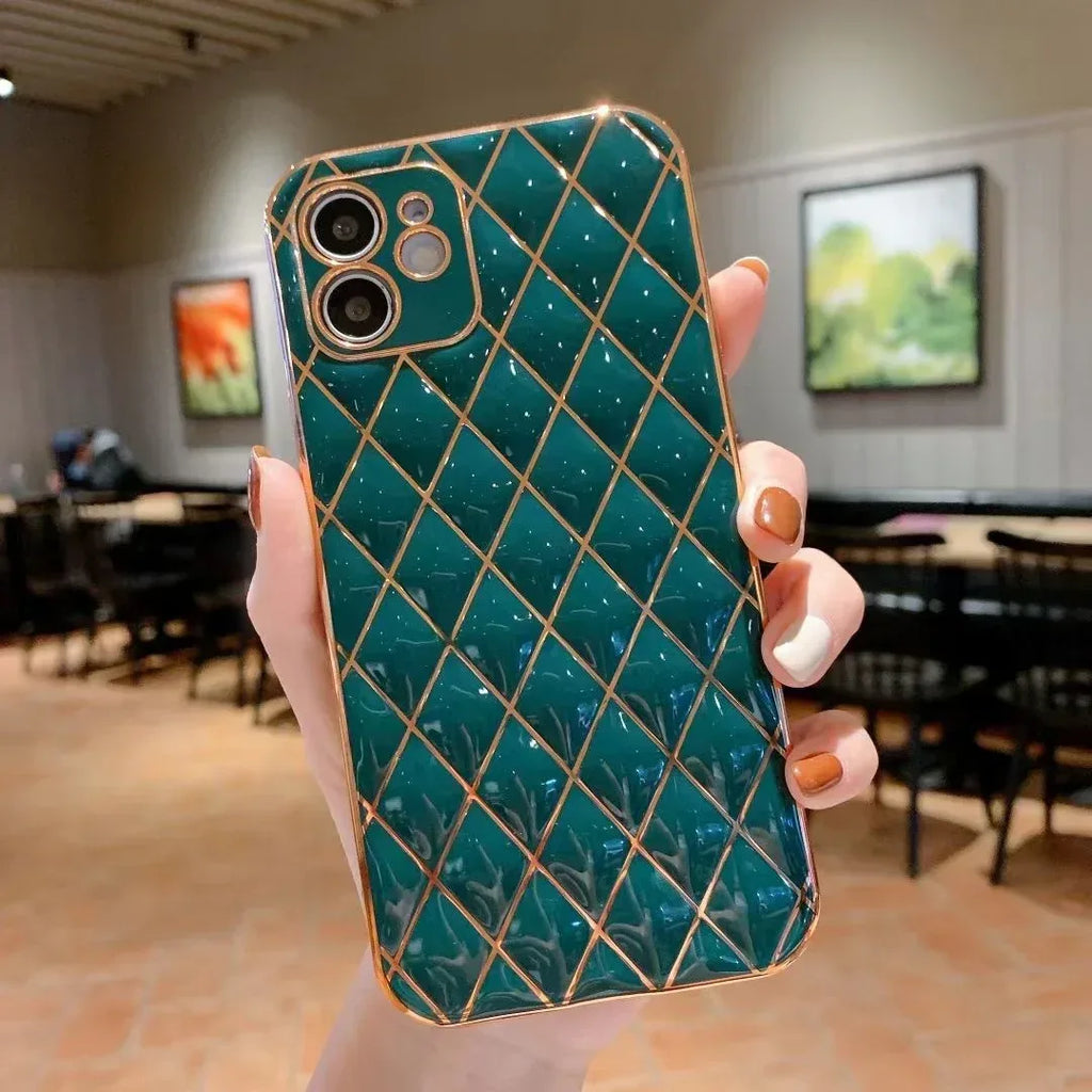 electroplated-diamond-pattern-iphone-case - Viexta