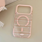 Magnetic Holder Pink-brown Striped iPhone Cases - Viexta