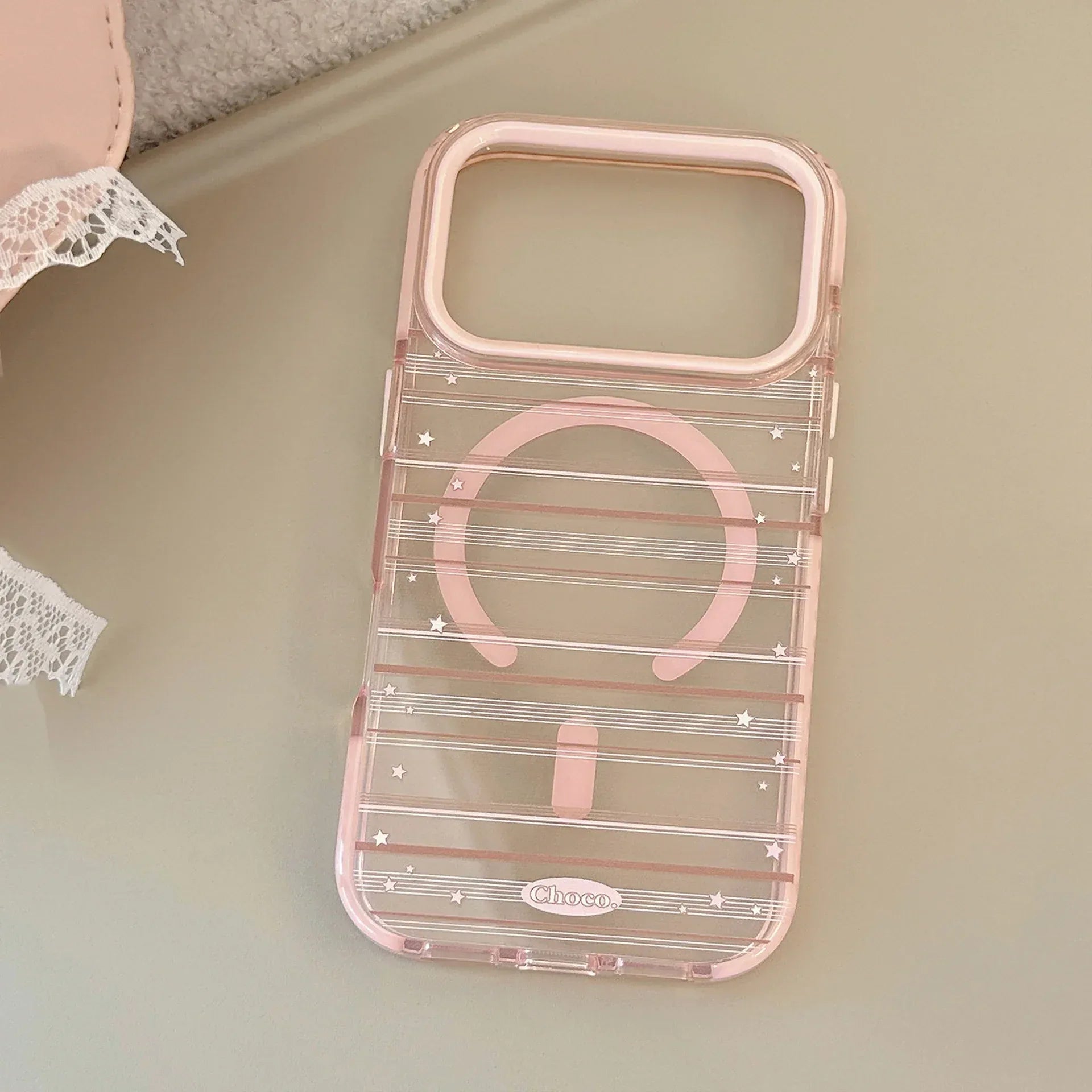 Magnetic Holder Pink-brown Striped iPhone Cases - Viexta