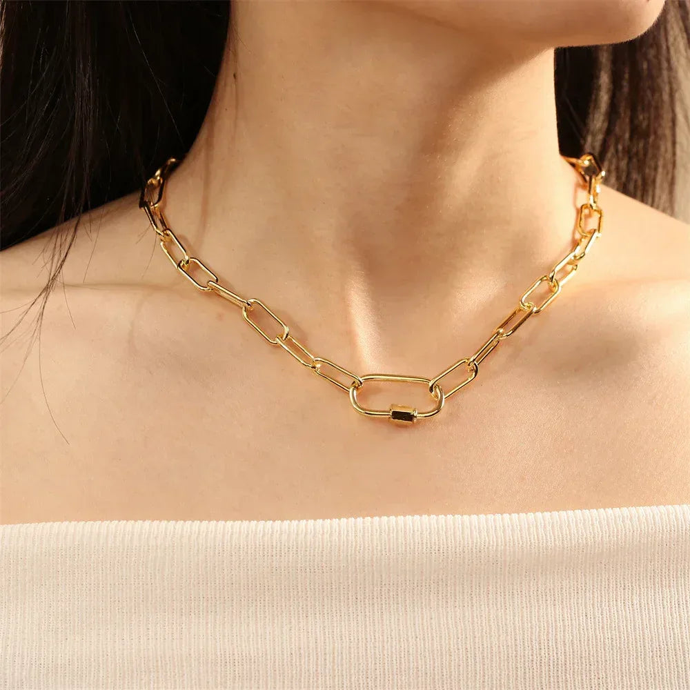 retro-personalized-design-screw-buckle-oval-pendant-necklace - Viexta