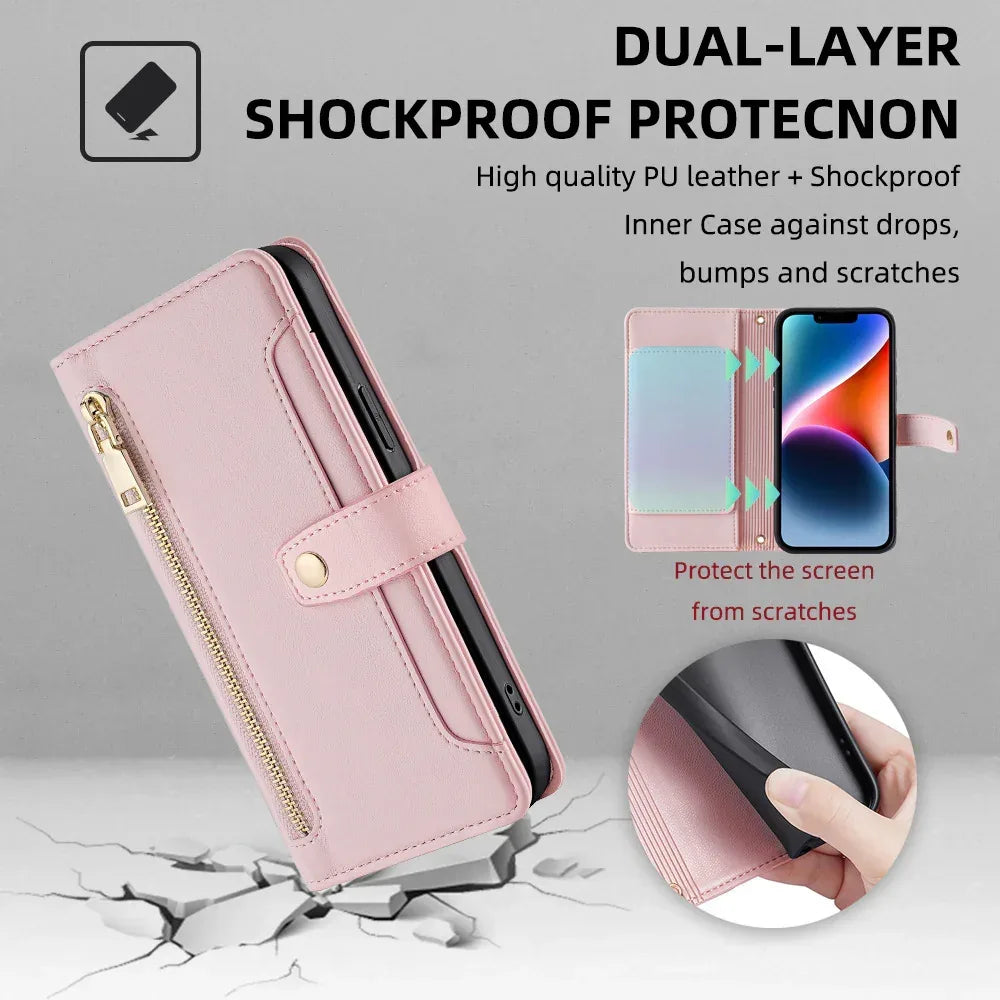 Flip Cross-body Lanyard Xr Multi-function Leather Case for Samsung,IPhone,Sony - Viexta