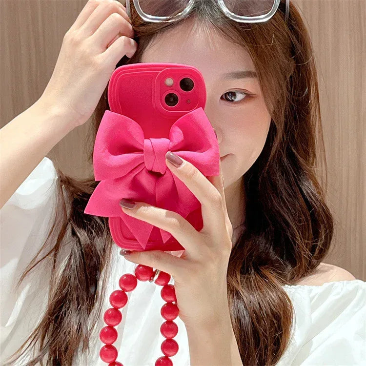 Big Wave Silicone Bow Beads Chain Samsung Case - Viexta