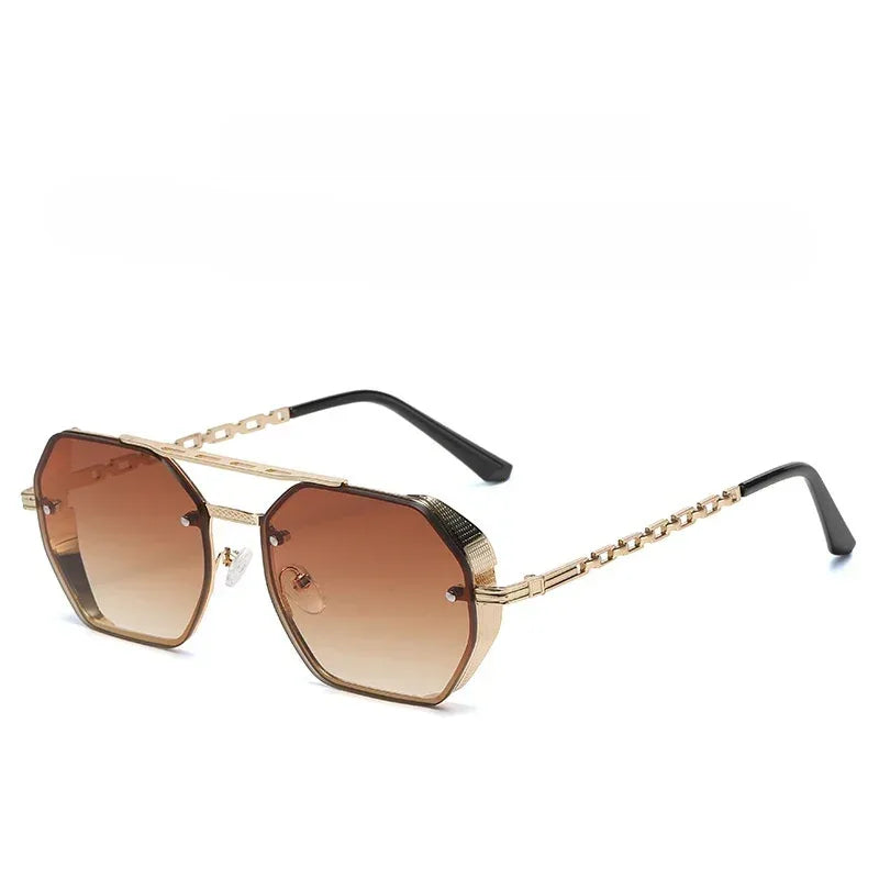 Womens Stylish Metal Chain-leg Sunglasses - Viexta