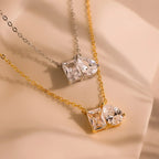 womens-vintage-18k-gold-plated-pear-shaped-square-zircon-necklace - Viexta