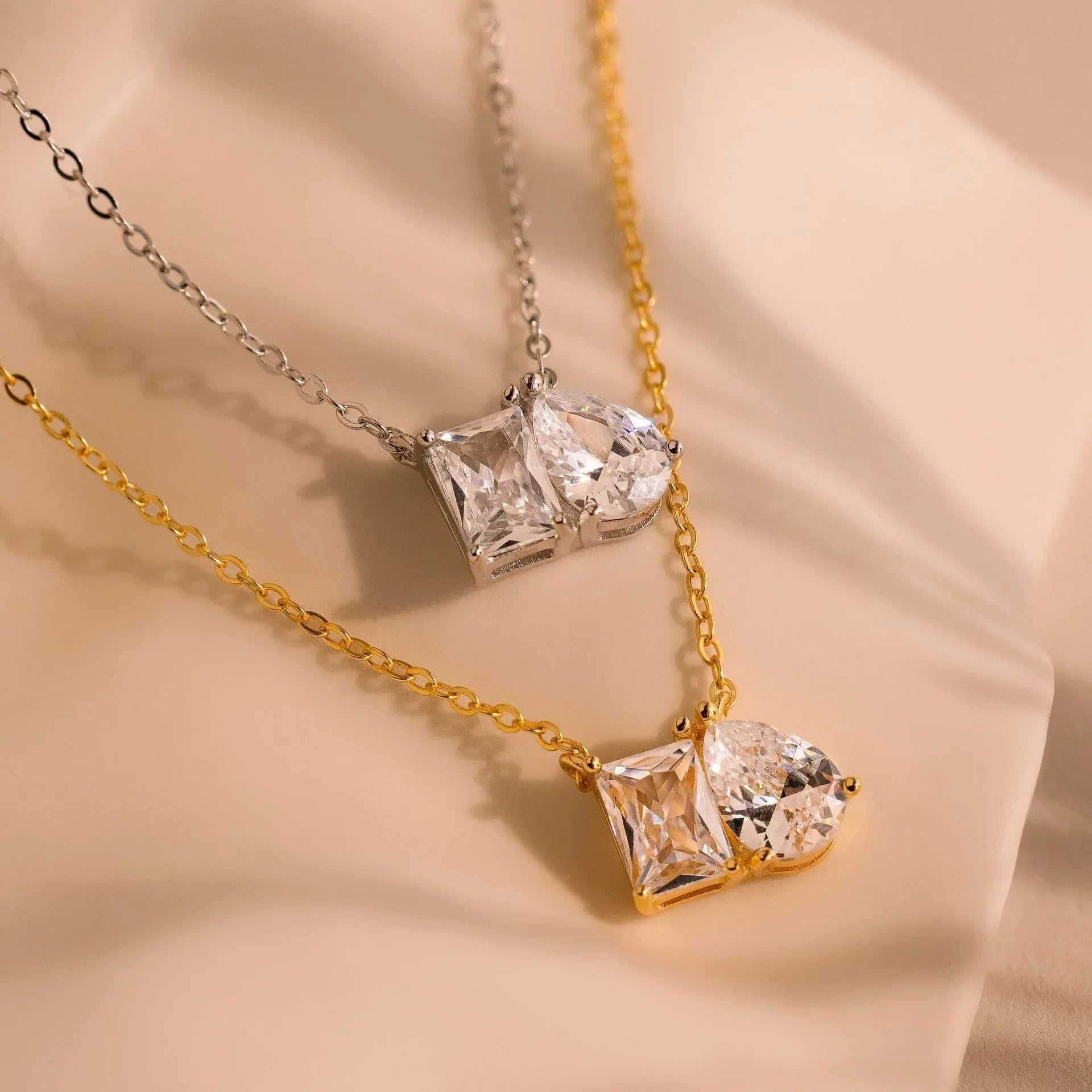 womens-vintage-18k-gold-plated-pear-shaped-square-zircon-necklace - Viexta