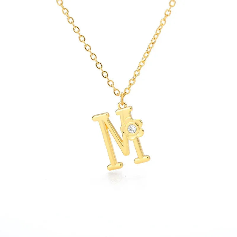 Rose English Alphabet Pendant Necklace - Viexta