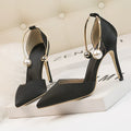 Low-cut Satin Hollow Strap Heels - Viexta