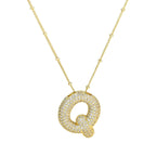brass-zircon-bubble-letter-pendant-necklace - Viexta