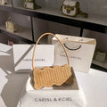 Small Women's Woven One Shoulder Wave Pattern Handbag - Viexta