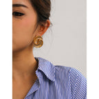 Stainless steel water droplet texture spiral earrings
