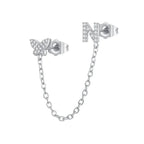 Women's Zircon Butterfly Alphabet One Piece Stud Earrings - Viexta