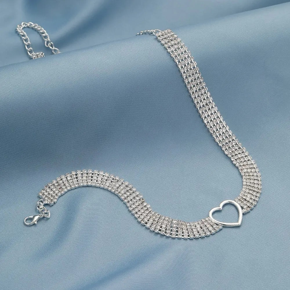 Rhinestone Heart-shaped Necklace