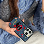 Denim Embroidered Cat Cartoon iPhone Case - Viexta