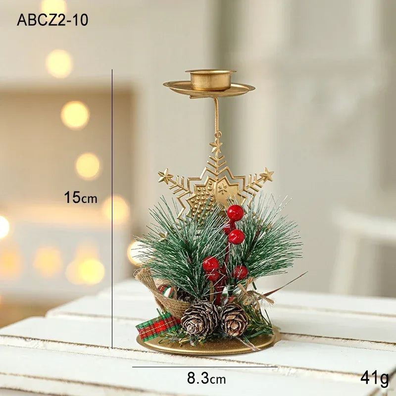 christmas-candlestick-golden-wrought-iron-window-decoration - Viexta