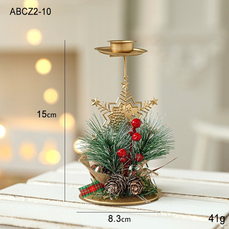 christmas-candlestick-golden-wrought-iron-window-decoration