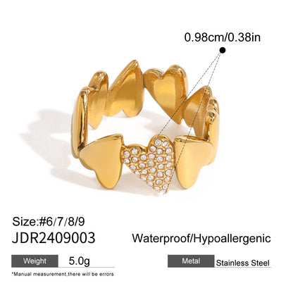 18K Gold Zircon Irregular Heart Ring