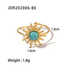 natural-gemstone-titanium-steel-open-end-ring - Viexta