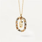 Colored Rhinestone Alphabet Necklace - Viexta