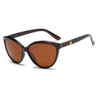 Polarized Personalized Leather Inlaid Light Luxury Cat Eye Sunglasses - Viexta