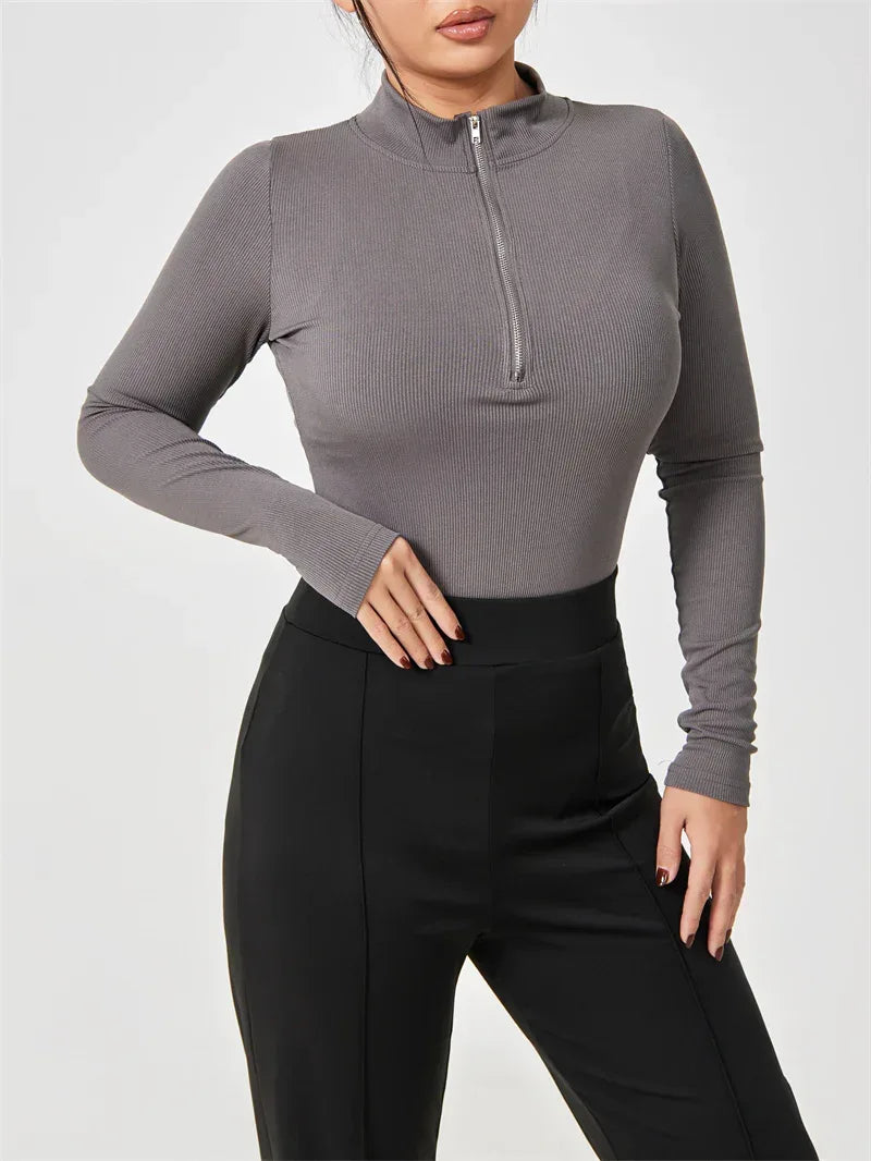 Fashion Long Sleeve Zipper Jumpsuit - Viexta