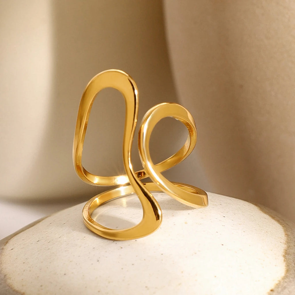 18k gold stainless steel irregular opening ring