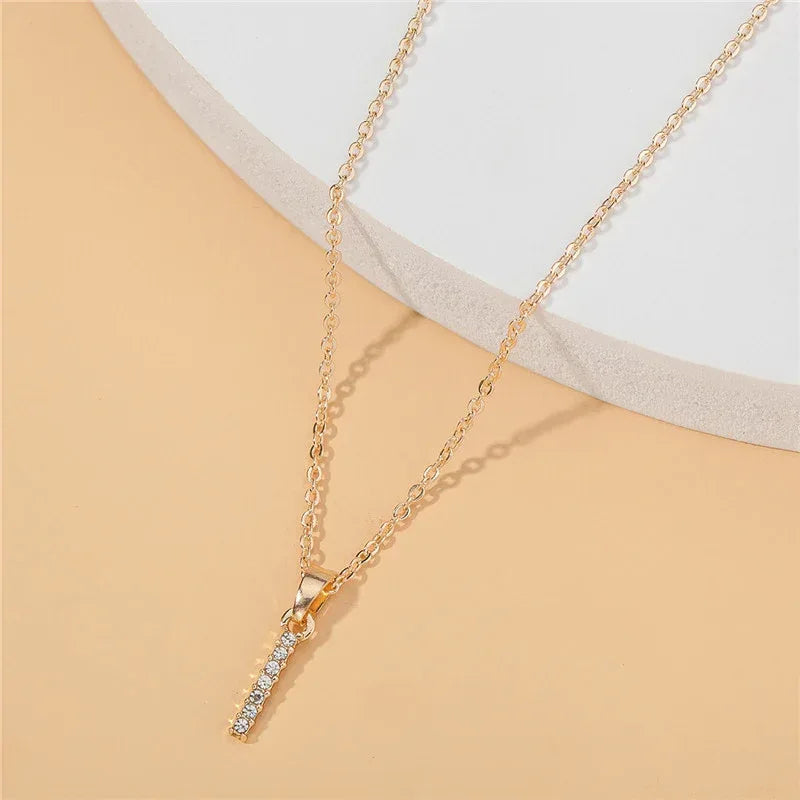 18k 26 Golden English Letter Pendant Clavicle Chain - Viexta