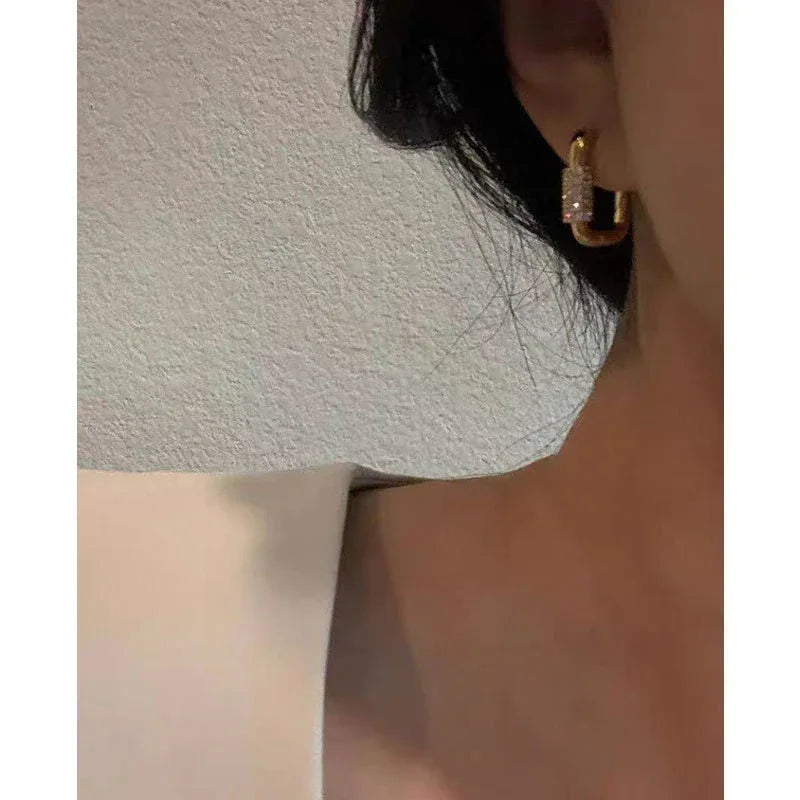 Microset Zircon Square Hoop Earrings - Viexta