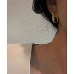 Microset Zircon Square Hoop Earrings - Viexta