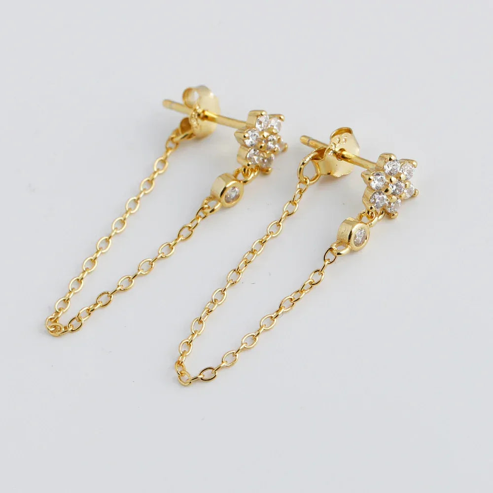Plum S925 Sterling Silver Tassel Chain Earrings - Viexta