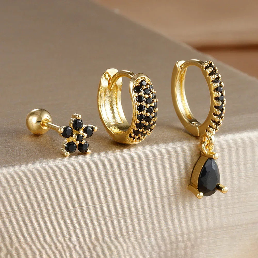 Pentagonal Flower Waterdrop Piercing Ear Bone Stud - Viexta