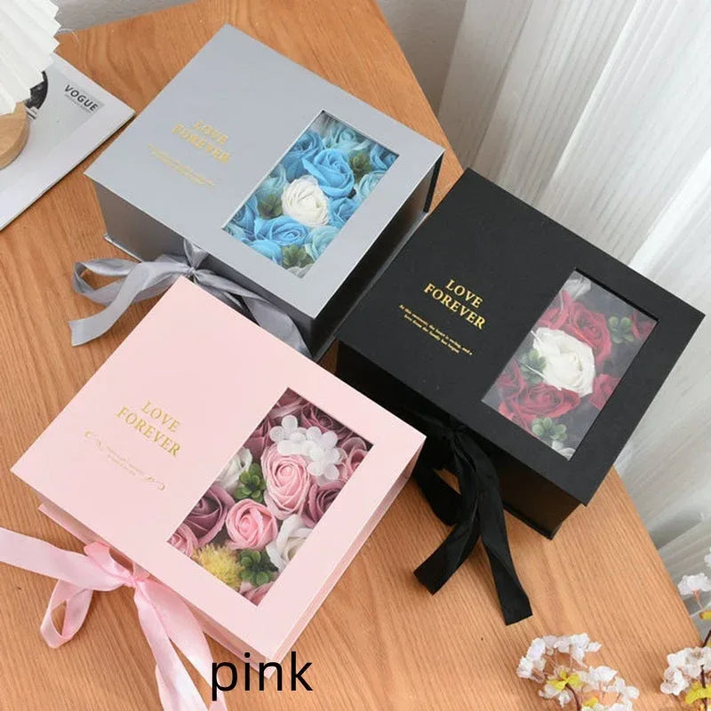 Valentine's Day Birthday Flip Love Letter Flower Box Soap Flower Suit Gift Box - Viexta
