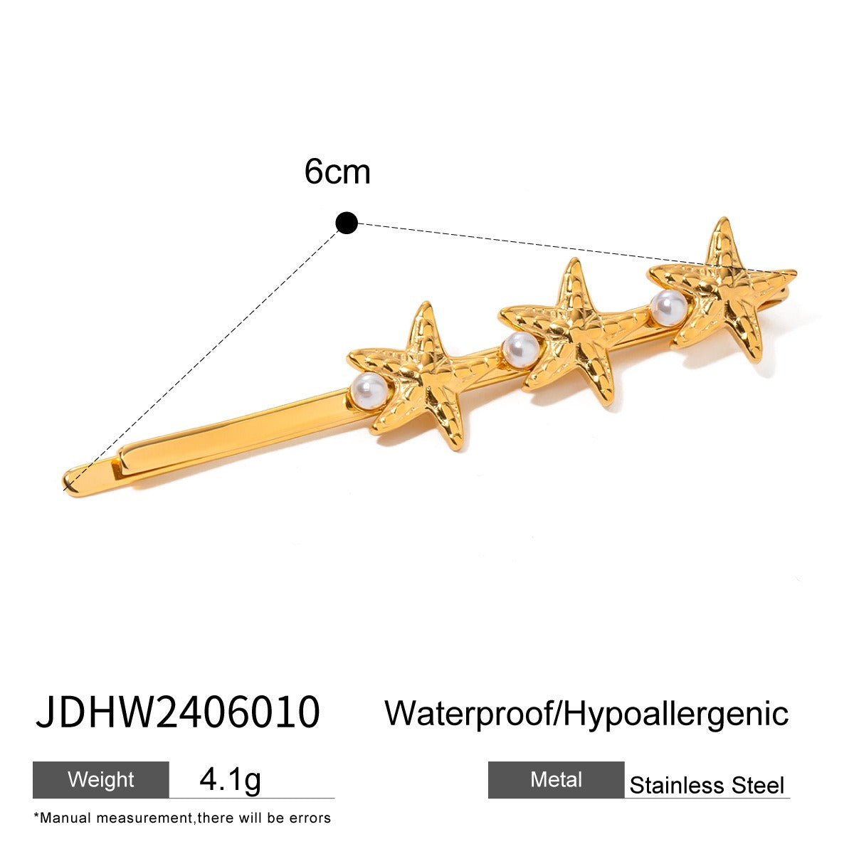Stainless steel shell hair clip with bangs and metal hair accessories