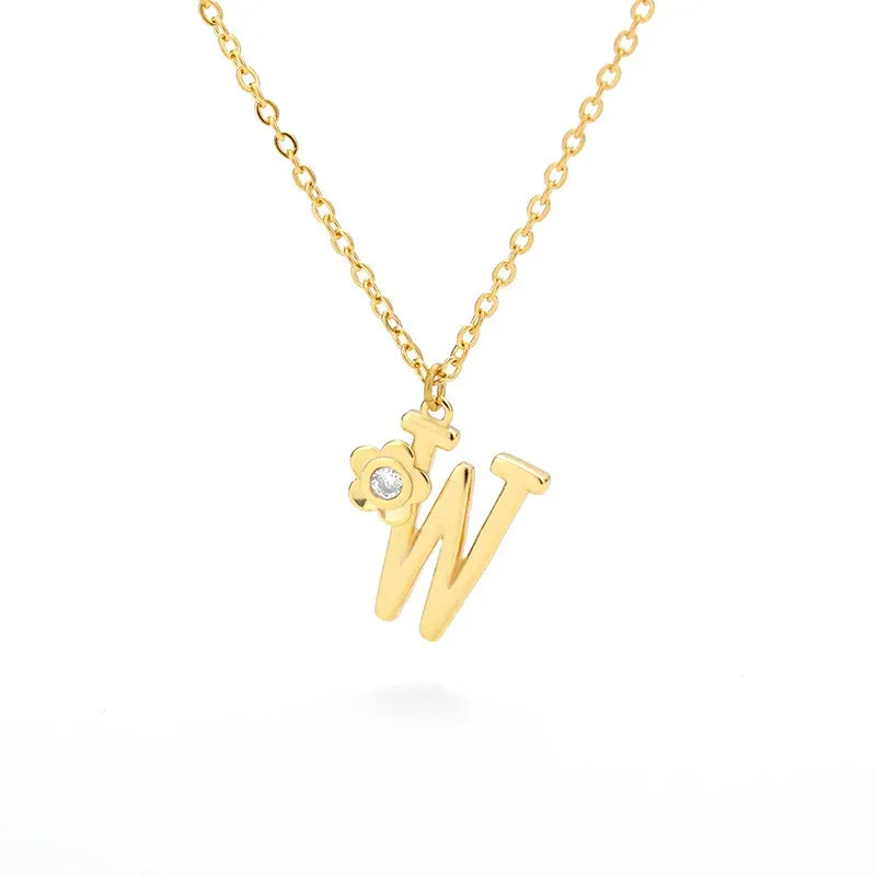 Rose English Alphabet Pendant Necklace - Viexta
