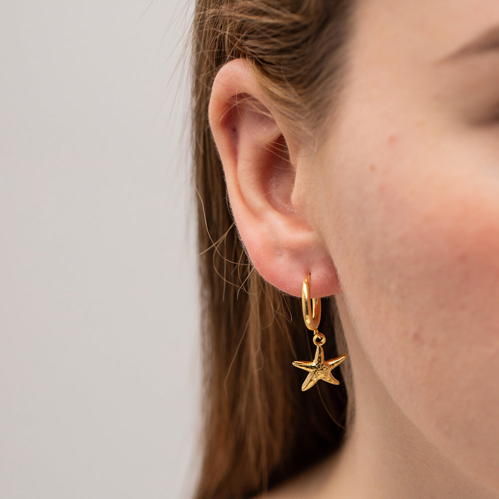 18K Stainless Steel Starfish Earrings