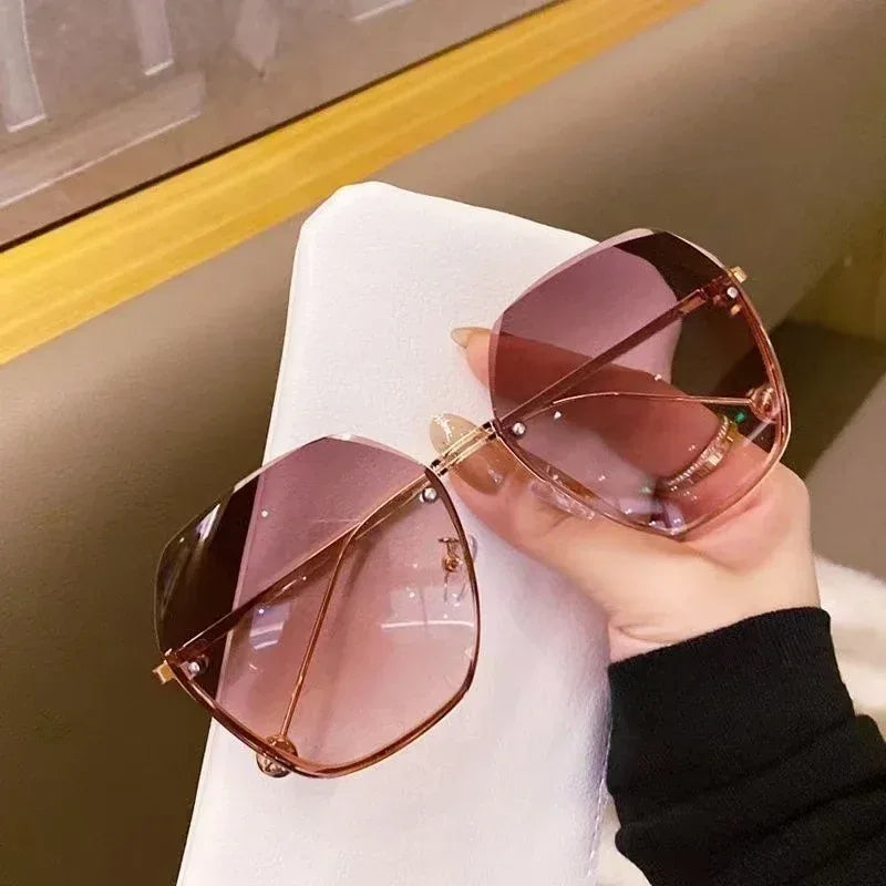 Women's Rimless Cutting Sunglasses - Viexta