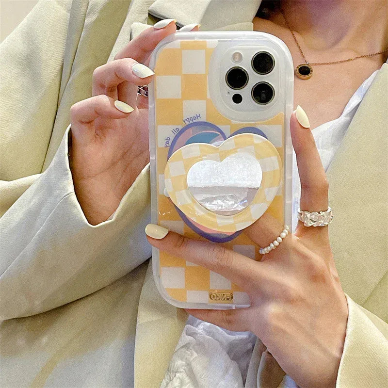 Laser Lattice Love Makeup Mirror iPhone Case - Viexta