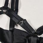 hollow-out-dew-lace-up-push-up-lingerie-four-piece-set - Viexta