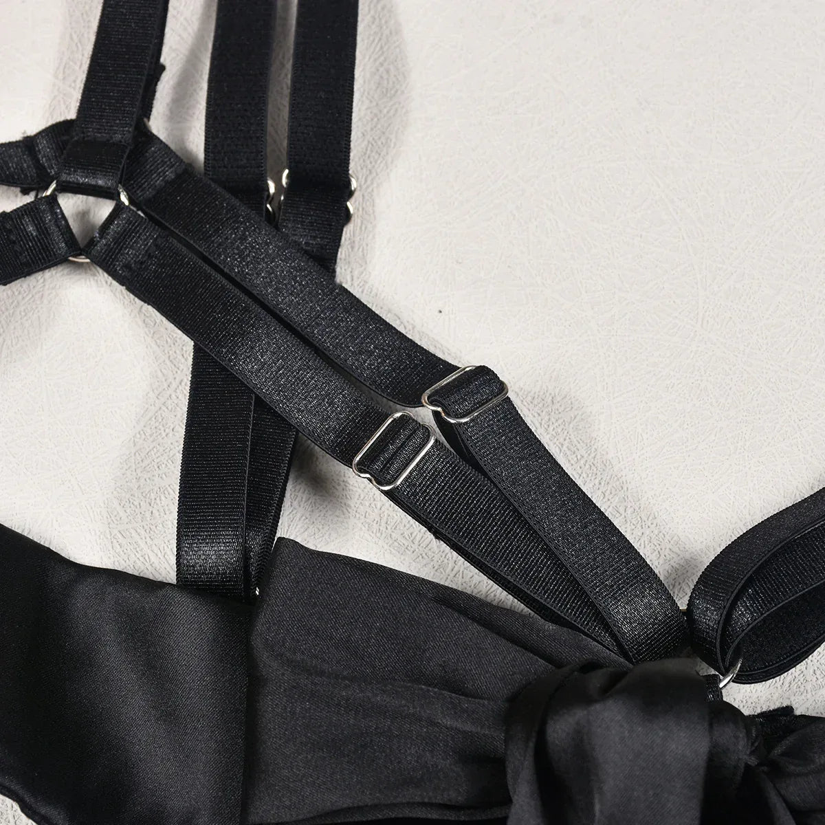hollow-out-dew-lace-up-push-up-lingerie-four-piece-set - Viexta